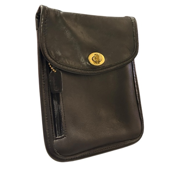 Vintage Coach Tourist Pouch Passport Hipster Crossbody #6908 – Black Leather - Picture 4 of 11